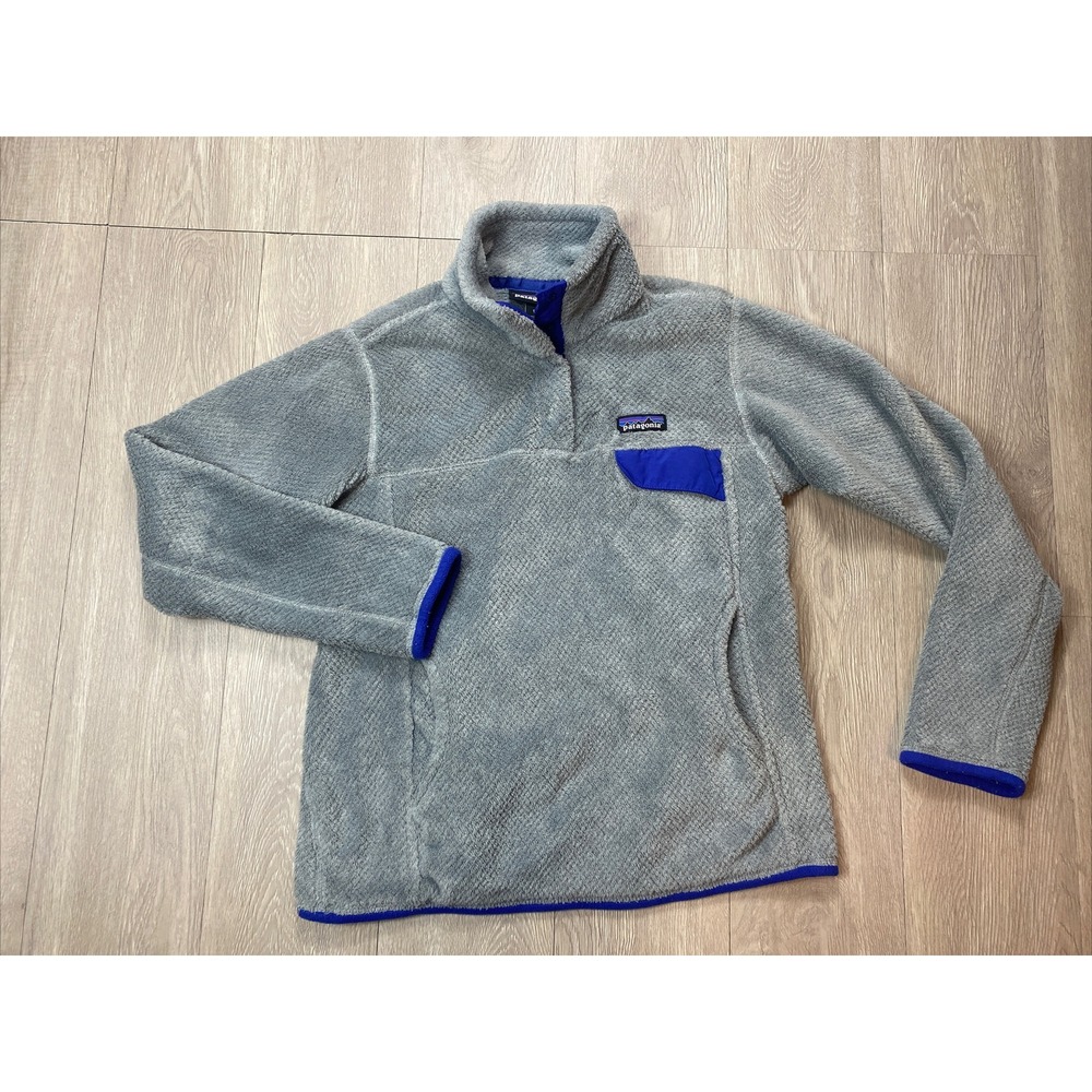 Patagonia Fleece Womens Small S Gray Sherpa Snap T Pullover‎ Soft Fuzzy Jacket